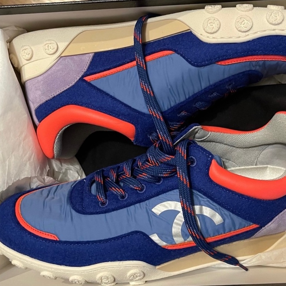 Chanel Blue Cloth Trainers Sneakers
